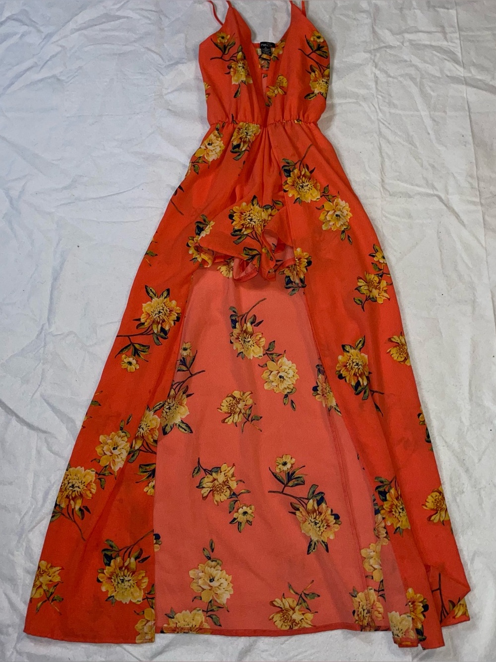 Rue21 Coral Pink Floral Pattern S Romper With Trail Colorful Fun Festival